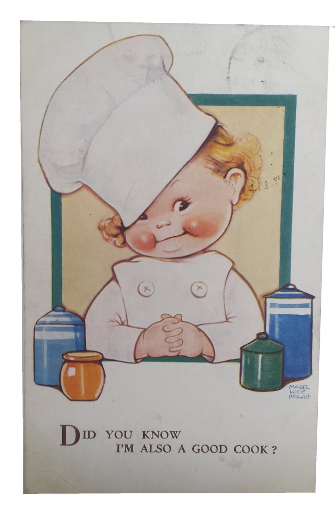 mabel lucie attwell postcard did you know im also a good cook