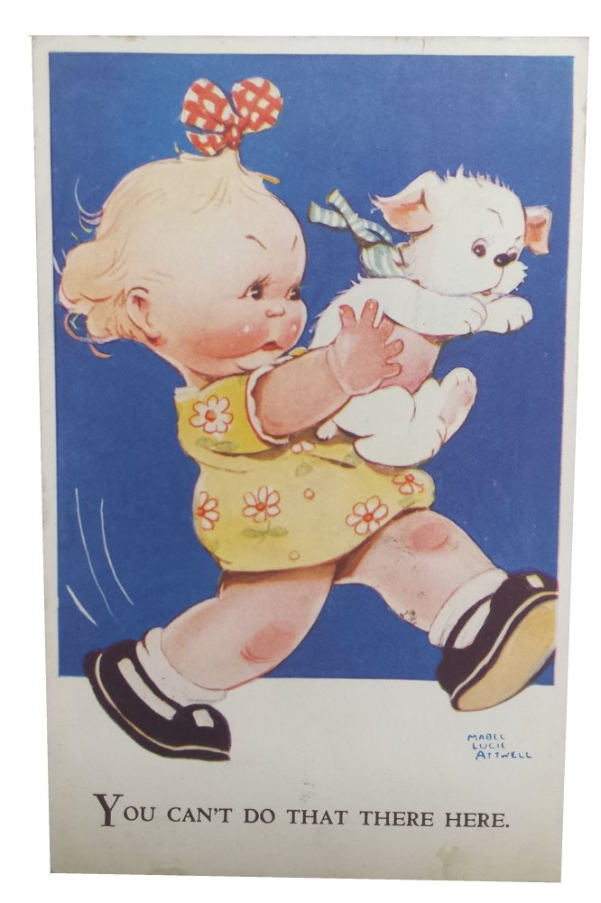 mabel lucie attwell postcard you cant do that there here