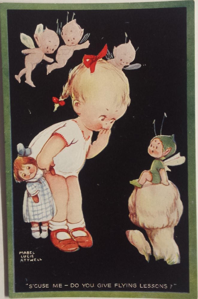 mabel lucie attwell scuse me do you give flying lessons postcard