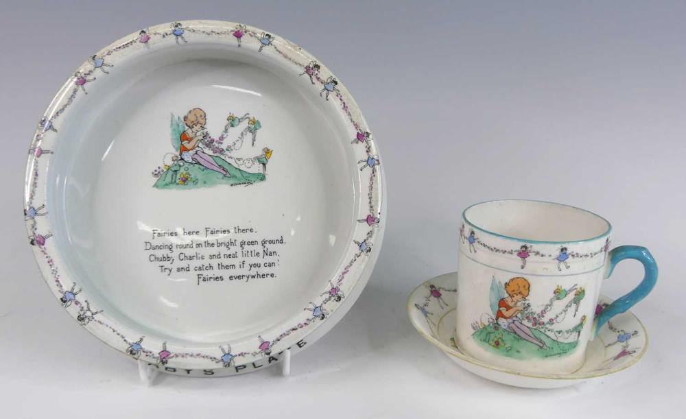 1930s Shelley Pottery Fairies Series Trio By Mabel Lucie Attwell 